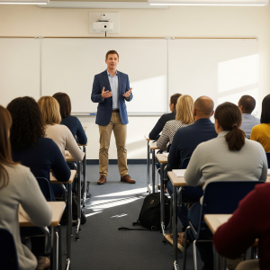 Docente impartiendo un curso de formación profesional para el empleo